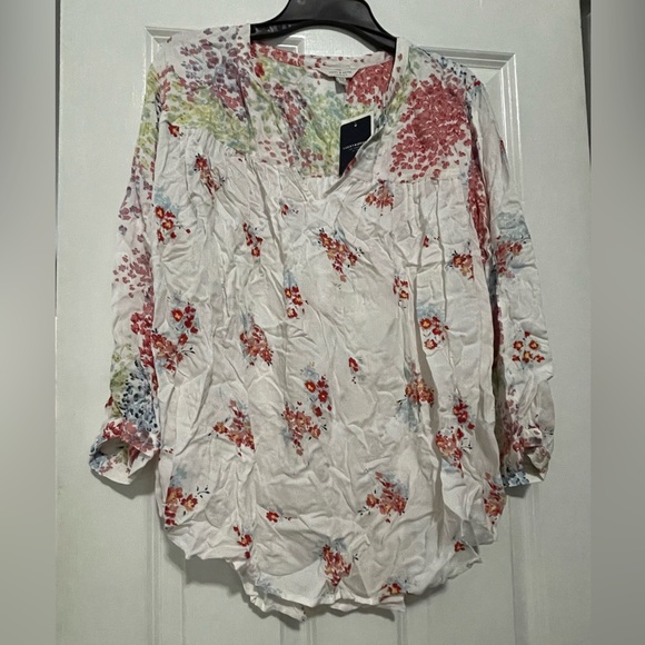 Lucky Brand Tops - Lucky Brand Floral Blouse - White and Red